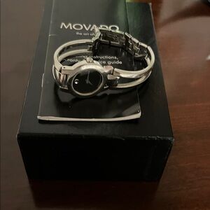 Movado Silver and Black Bracelet Watch